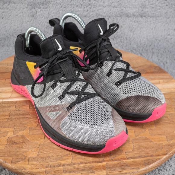 Nike Metcon Flyknit 3 Gray Pink Training Running Shoes AR5623-002 Women Sz 9 EUC - Picture 1 of 10